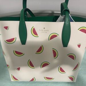 Kate Spade White and Green Watermelon Tote